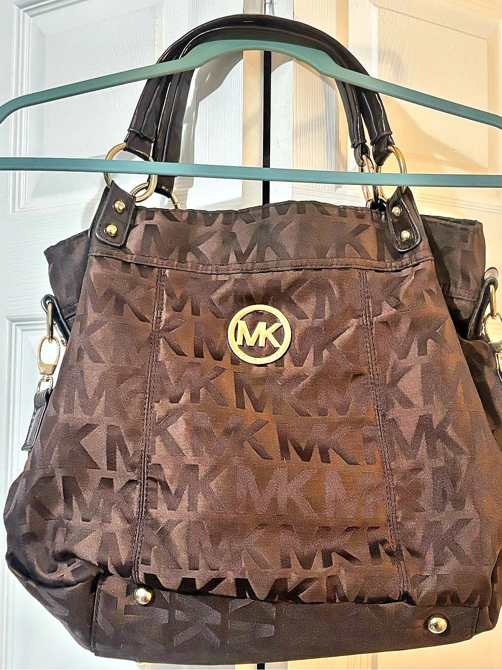 Michael Kors Brown MK Monogram Shoulder Bag